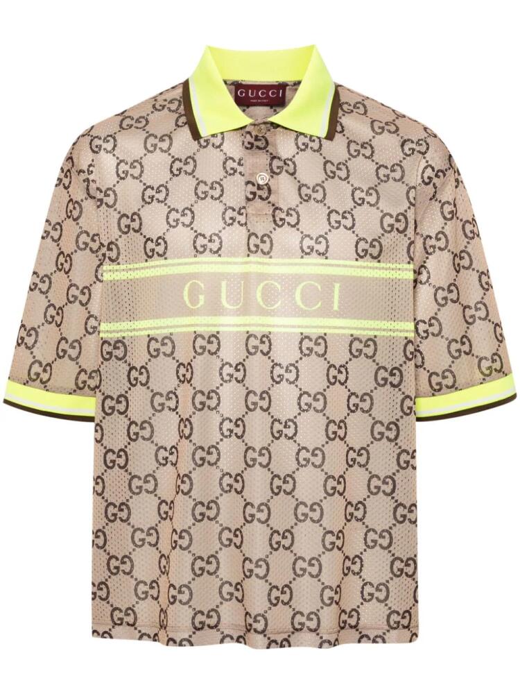 Gucci GG Supreme perforated polo shirt - Brown Cover