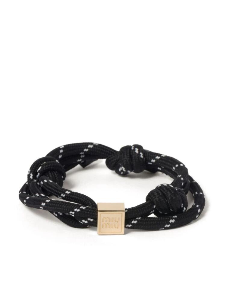 Miu Miu logo-charm rope bracelet - Black Cover