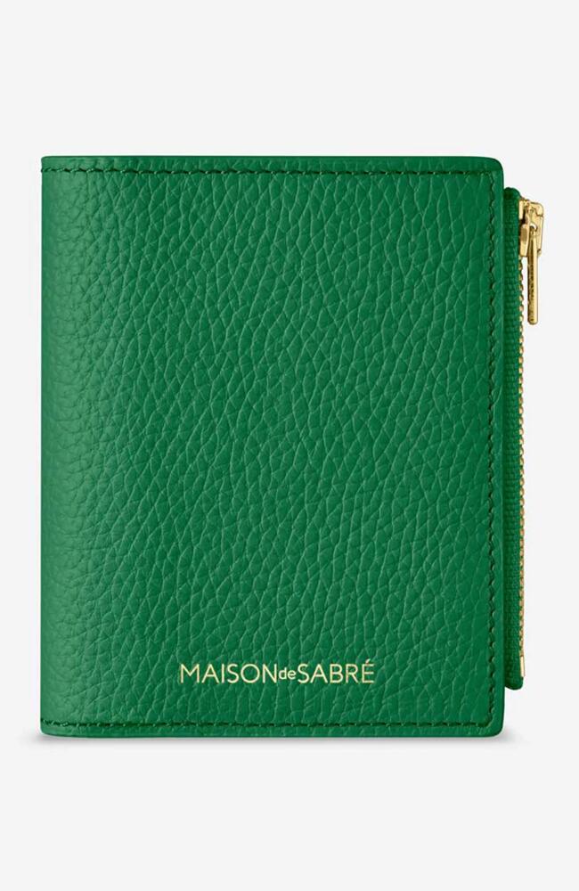 MAISON de SABRÉ Small Leather Bifold Wallet in Emerald Lily Cover