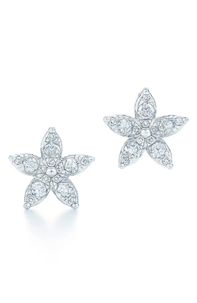 Kwiat Sunburst Flower Diamond Stud Earrings in White Gold Cover