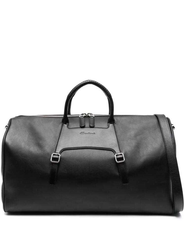 Santoni logo-debossed leather duffle bag - Black Cover