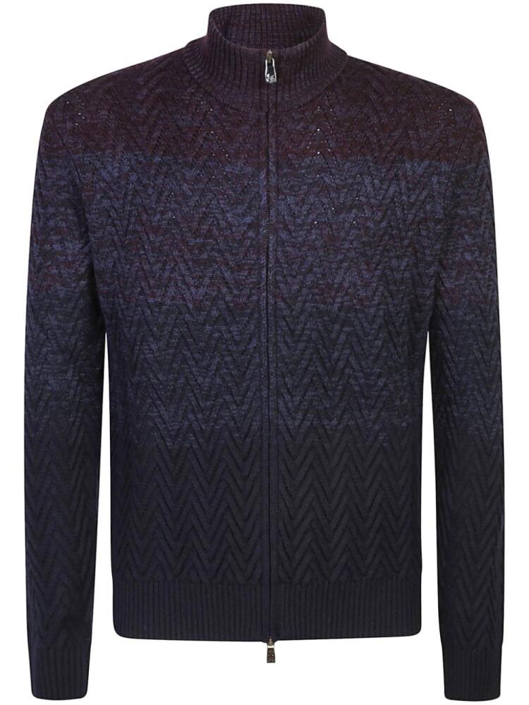 Corneliani chevron-knit cardigan - Purple Cover