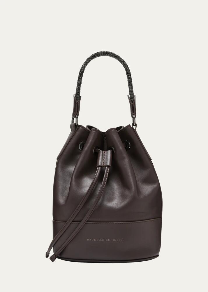 Brunello Cucinelli Monili Braided Leather Bucket Bag Cover