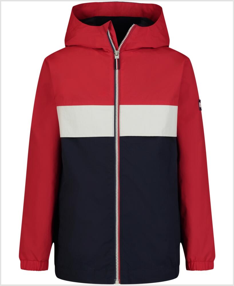 Tommy Hilfiger Big Boys Colorblocked Full-Zip Hooded Windbreaker - Tommy Red Cover