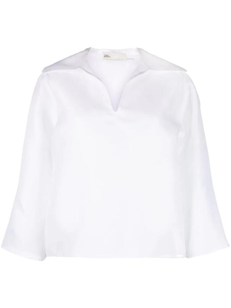 Tory Burch spread-collar silk shirt - White Cover