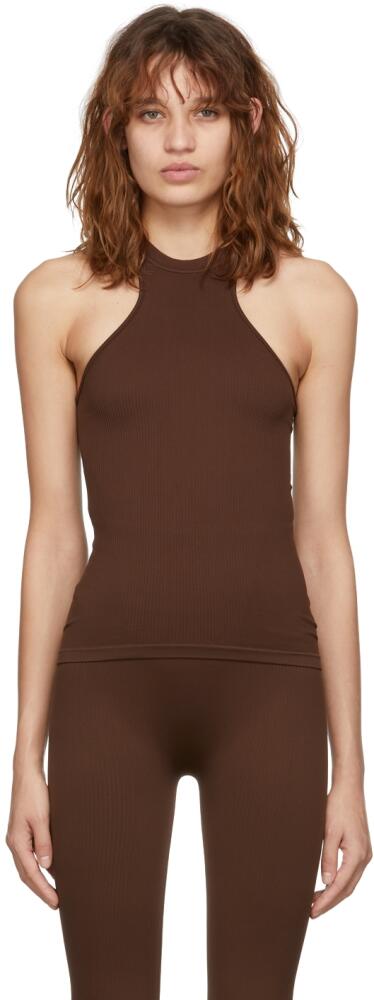 ANDREĀDAMO Brown Ribbed Tank Top Cover