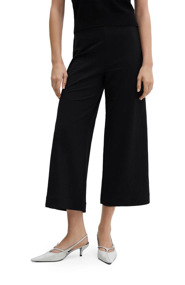 MANGO Crop Wide Leg Pants in Black Cover