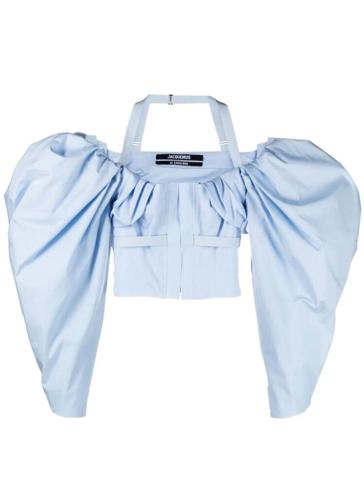 Jacquemus off-shoulder poplin blouse - Blue Cover