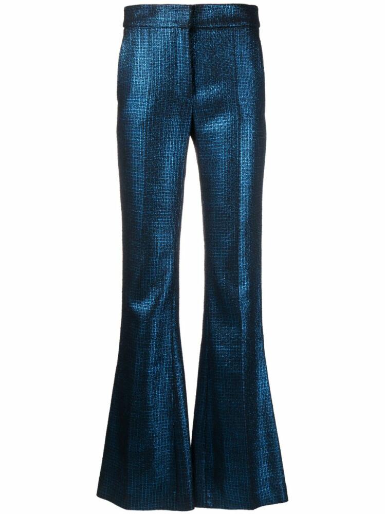 Genny metallic-threading flared trousers - Blue Cover