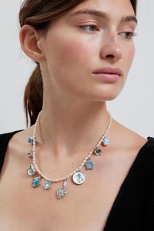 Lottie Pearl Treasure Charm Necklace in Blue Cover