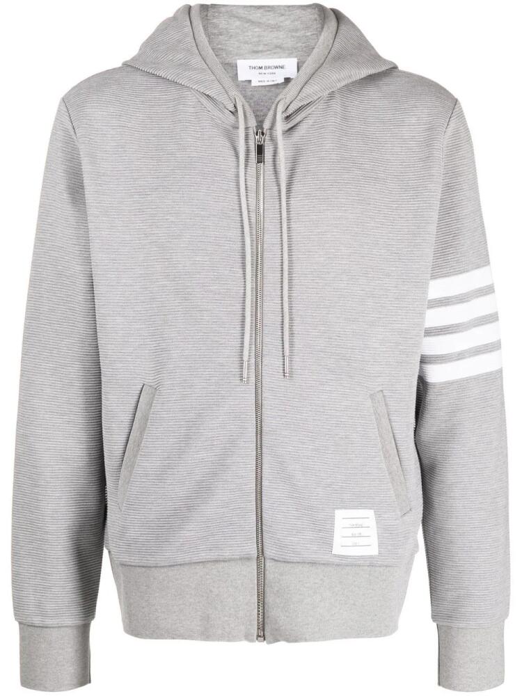 Thom Browne logo-patch zip-up hoodie - Grey Cover