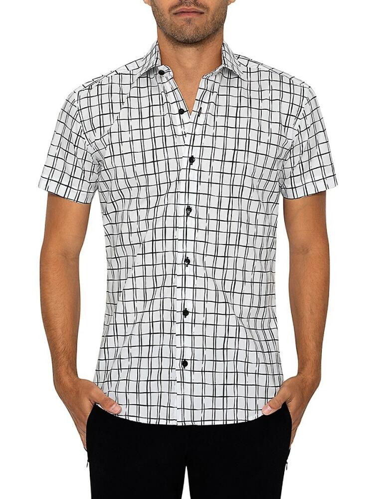 Bertigo Men's Check Short Sleeve Shirt - White Cover