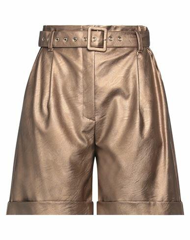 Simona Corsellini Woman Shorts & Bermuda Shorts Bronze Polyurethane, Viscose Cover