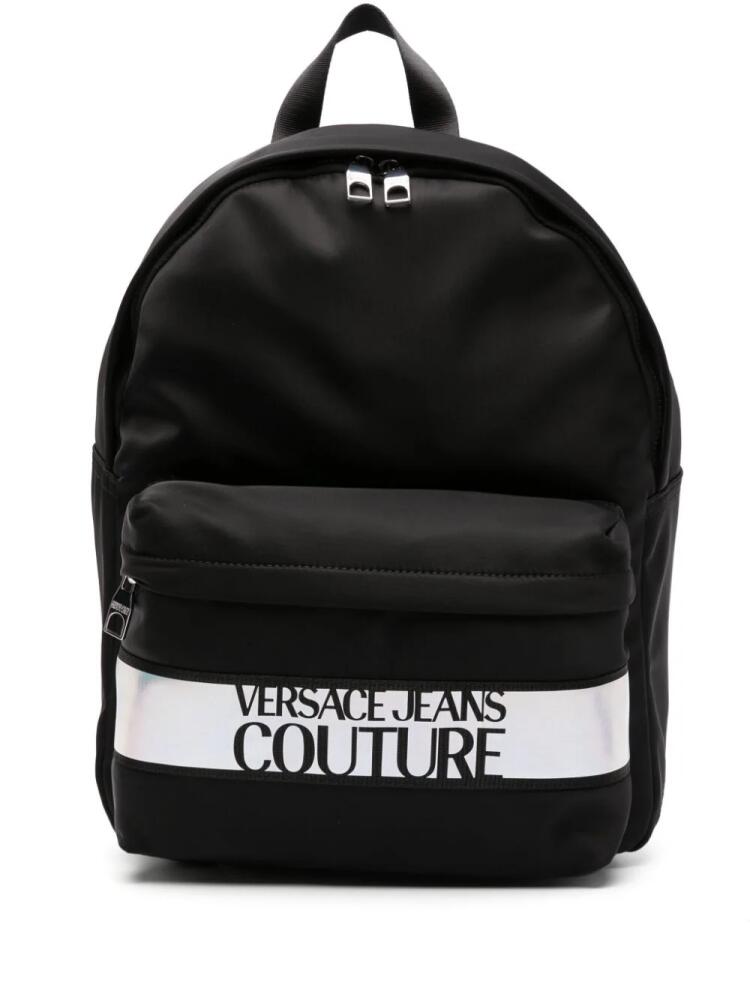 Versace Jeans Couture iridescent logo-print zip-up backpack - Black Cover