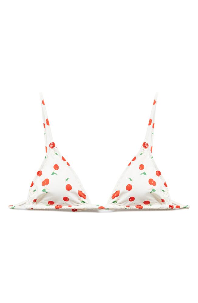 MANGO Cherry Triangle Bikini Top in White Cover