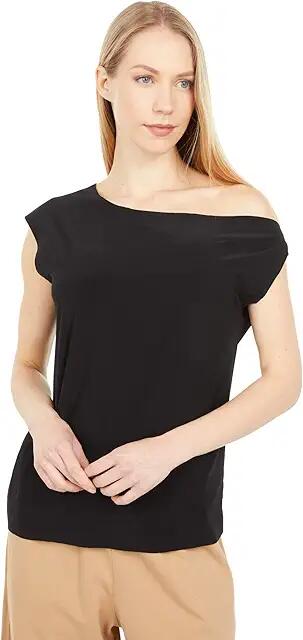 Norma Kamali Drop Shoulder Top (Black) Women's Clothing Cover