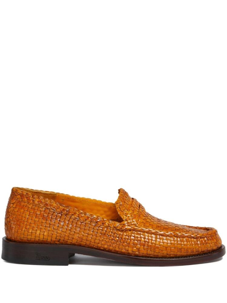 Marni interwoven-design leather loafers - Orange Cover