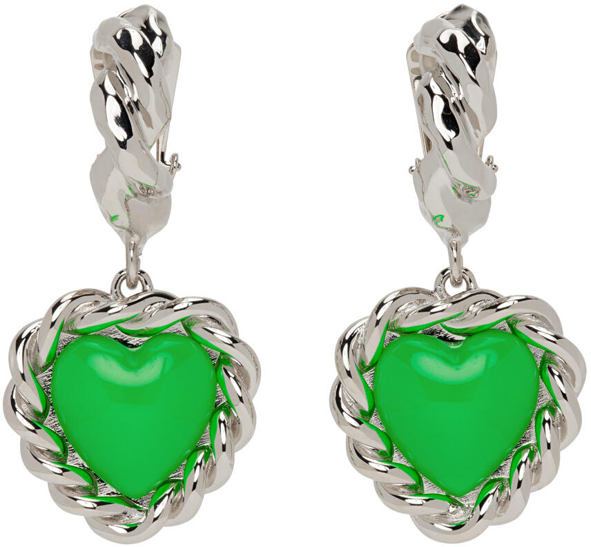 Safsafu Silver & Green Limelight Neon Clip-On Earrings Cover