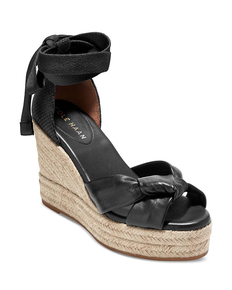 Cole Haan Women's Hampton Knotted Strap Espadrille Wedge Heel Platform Sandals Cover