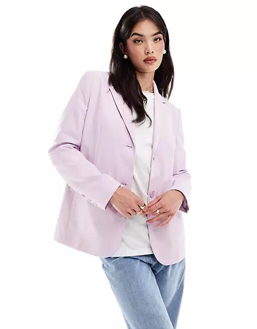 Miss Selfridge oversized single breasted blazer in lilac-Purple Cover