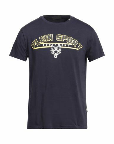 Plein Sport Man T-shirt Midnight blue Cotton, Elastane Cover