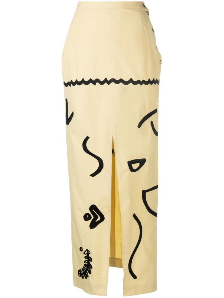 Nanushka motif-print high-slit midi skirt - Neutrals Cover