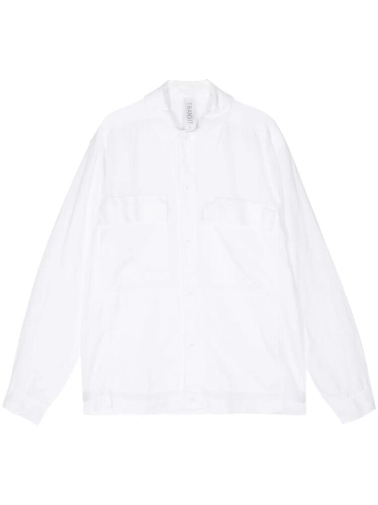 Transit long-sleeve cotton-linen blend shirt - White Cover