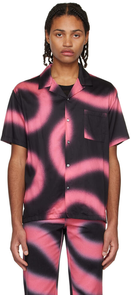 Double Rainbouu Black & Pink Printed Shirt Cover