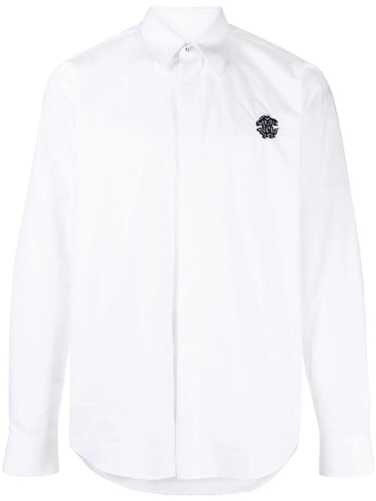 Roberto Cavalli logo-embroidered cotton shirt - White Cover