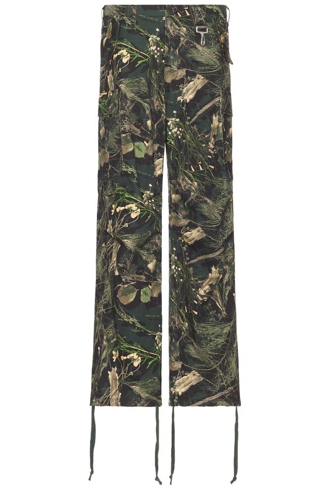 Reese Cooper Wide-Leg Cargo Pant In Camo Cotton Twill in Army Cover