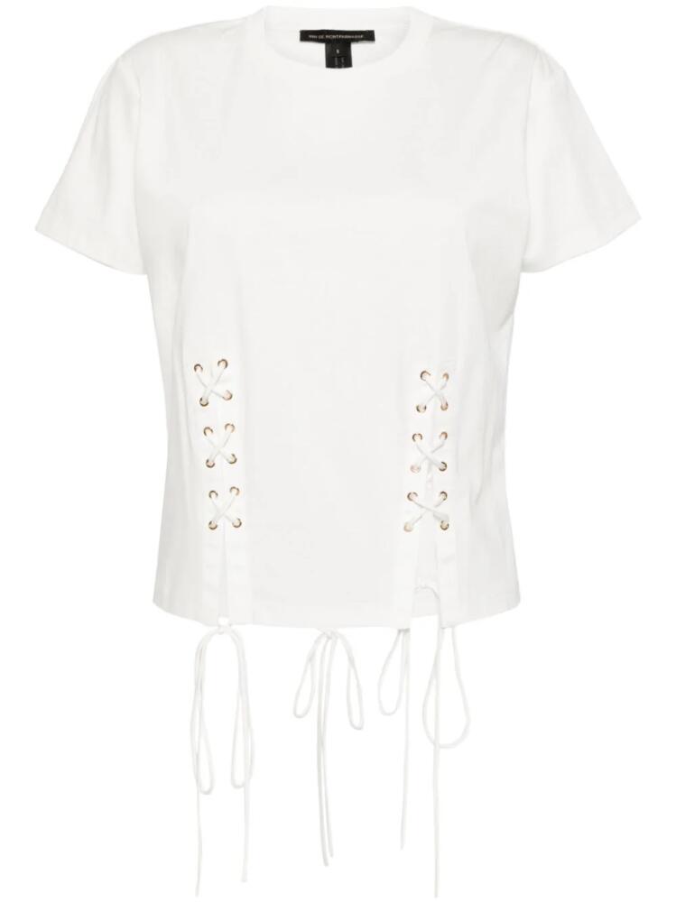 Kiki de Montparnasse lace-up cotton T-shirt - White Cover