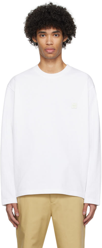 Solid Homme White Crewneck Long Sleeve T-Shirt Cover