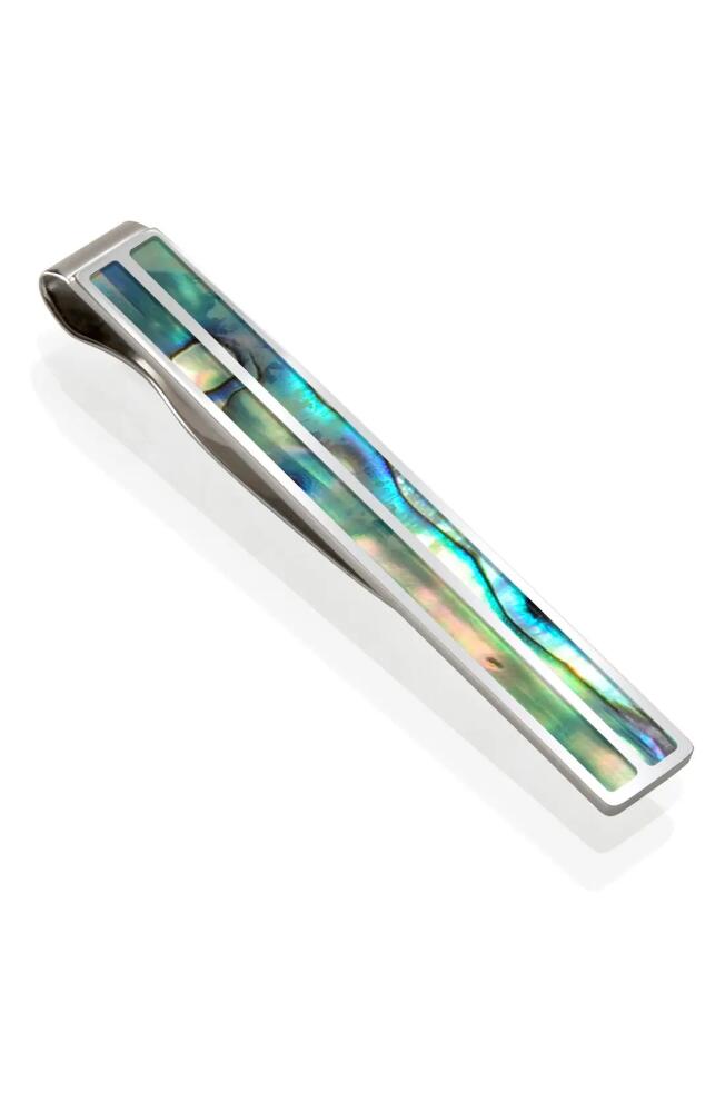 M-Clip Abalone Tie Clip in Silver/Green/Blue Cover