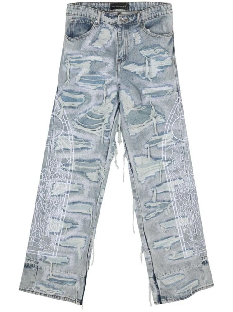 Who Decides War distressed-finish straight jeans - Blue Cover