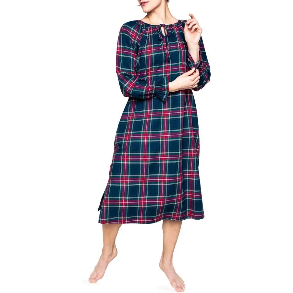 Petite Plume Windsor Tartan Cotton Flannel Nightgown in Navy Cover