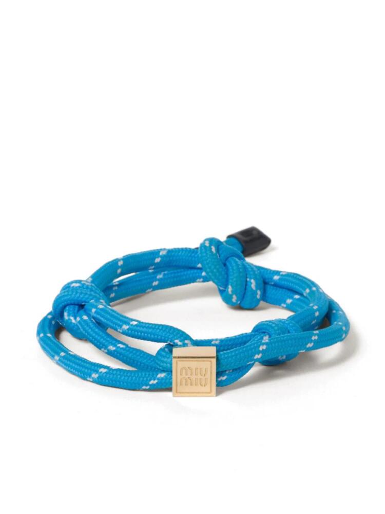 Miu Miu logo-charm rope bracelet - Blue Cover