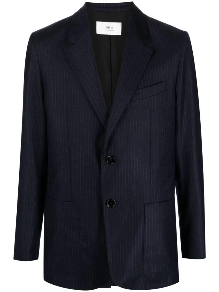 AMI Paris pinstriped single-breasted blazer - Blue Cover