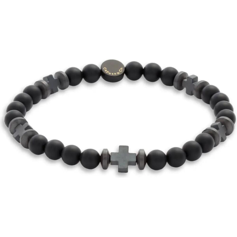 Caputo & Co. Men's Hematite & Onyx Cross Bracelet in Black Onyx Cover