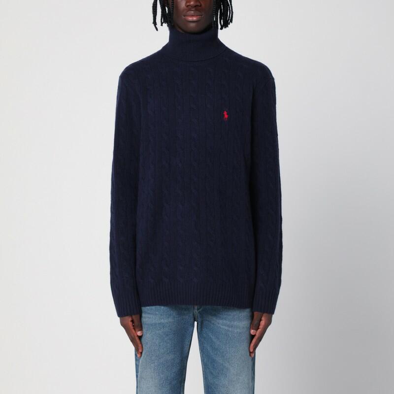 Polo Ralph Lauren Navy blue cable-knit turtleneck jumper Cover