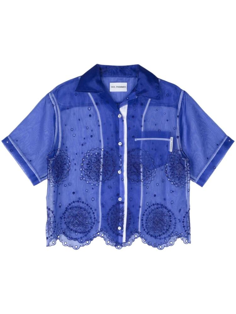 DES PHEMMES broderie-anglaise silk blouse - Blue Cover