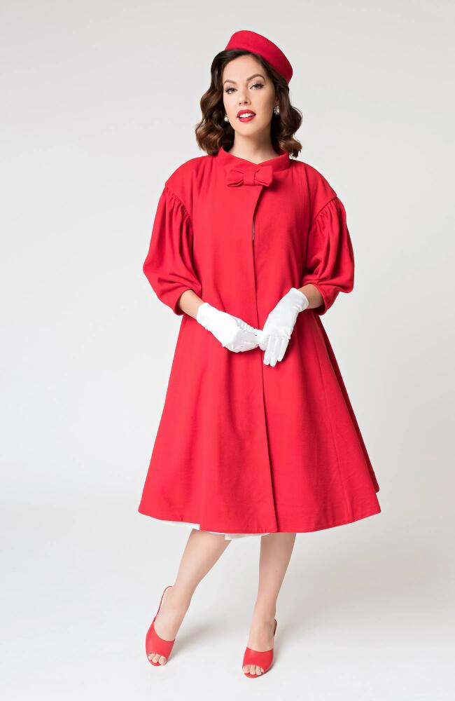 Unique Vintage 1960s Flare Swing Coat in Red Cover