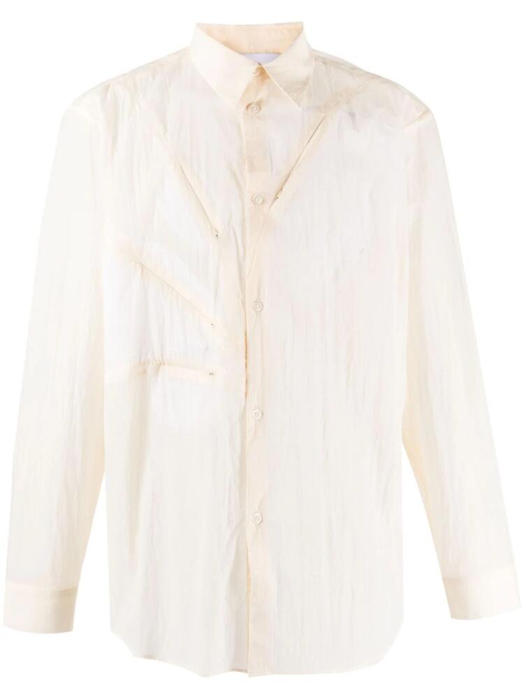 Post Archive Faction semi-sheer zip-pocket shirt - Neutrals Cover