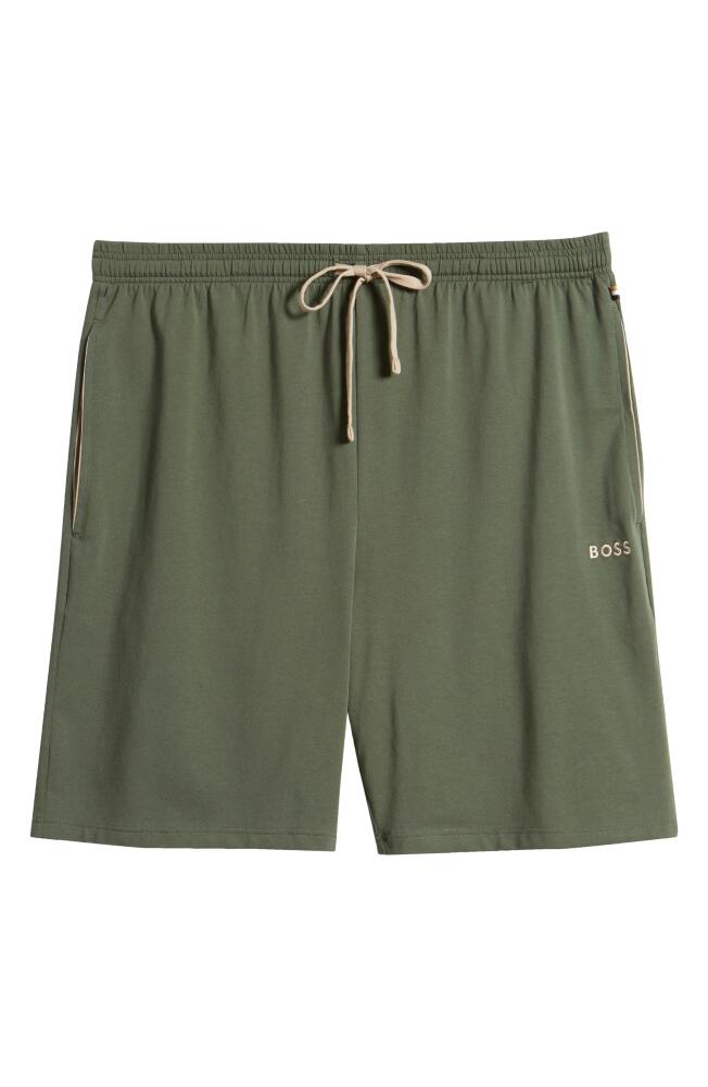 BOSS Drawstring Waist Shorts in Dark Green Cover