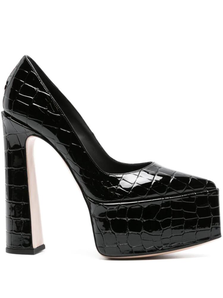 Le Silla Nina 170mm crocodile-effect pumps - Black Cover