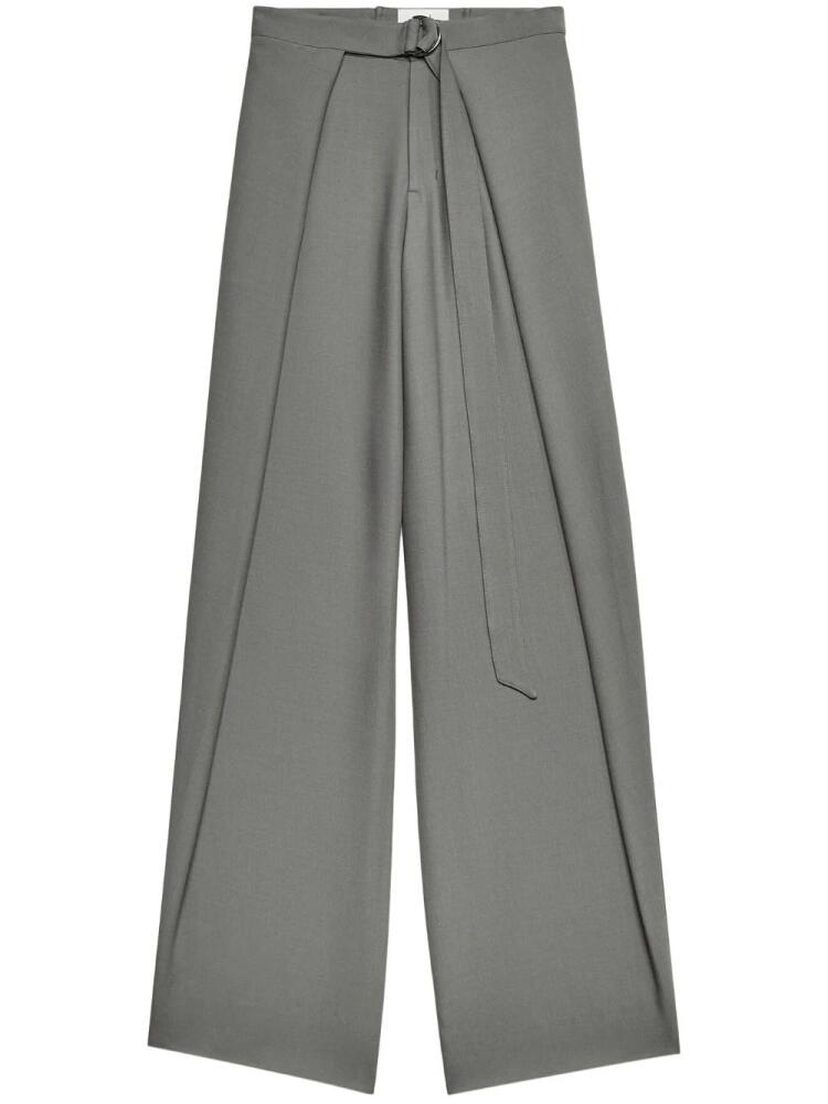 AMI Paris layered wide-leg belted trousers - Grey Cover