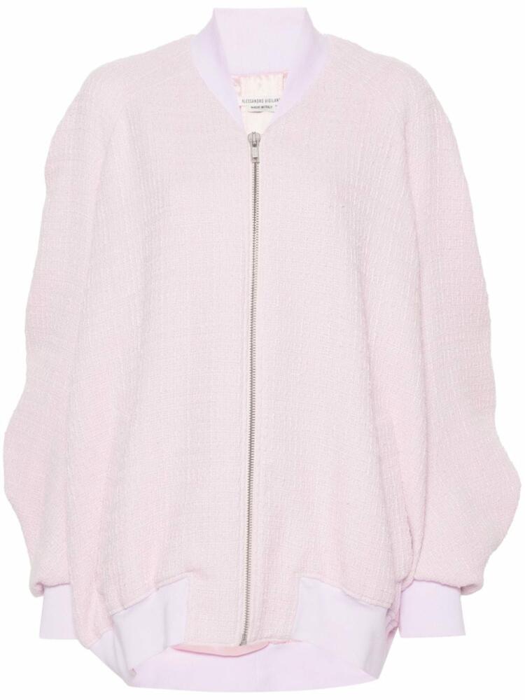 ALESSANDRO VIGILANTE cut-out tweed bomber jacket - Pink Cover