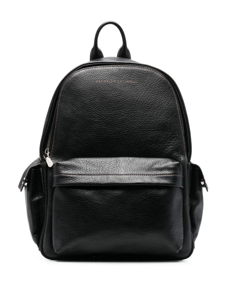 Brunello Cucinelli leather zip backpack - Black Cover