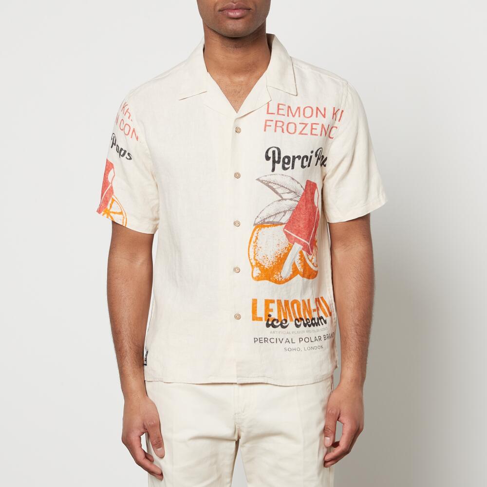 Percival Lemon Kreme Linen Cuban Shirt Cover