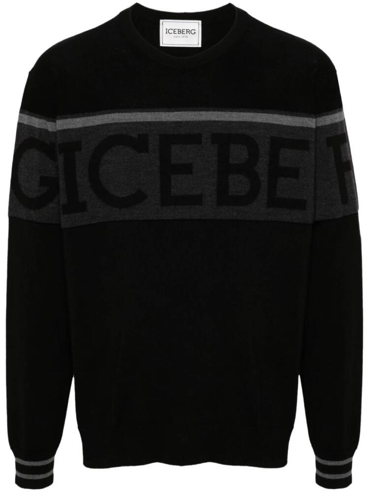 Iceberg jacquard-logo wool sweater - Black Cover