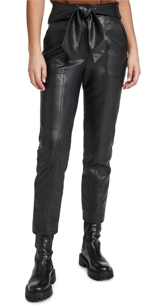 SIMKHAI Tessa Vegan Leather Tie Waist Pants Black Cover